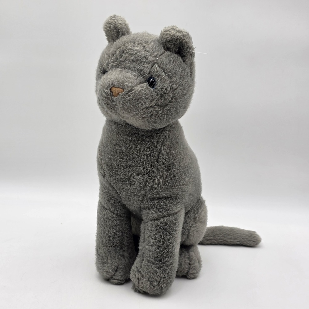 The Plush Factory Gray Cat Kitten Plush Stuffed Animal Toy Realistic Blue Eyes